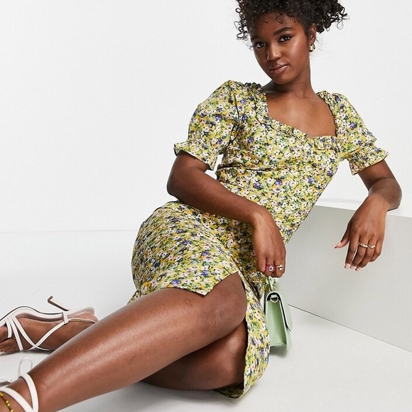 New Hope & Ivy Liberty Fabric Floral Dress Yellow NWT Boho Preppy Casual Size 8 - Picture 3 of 16